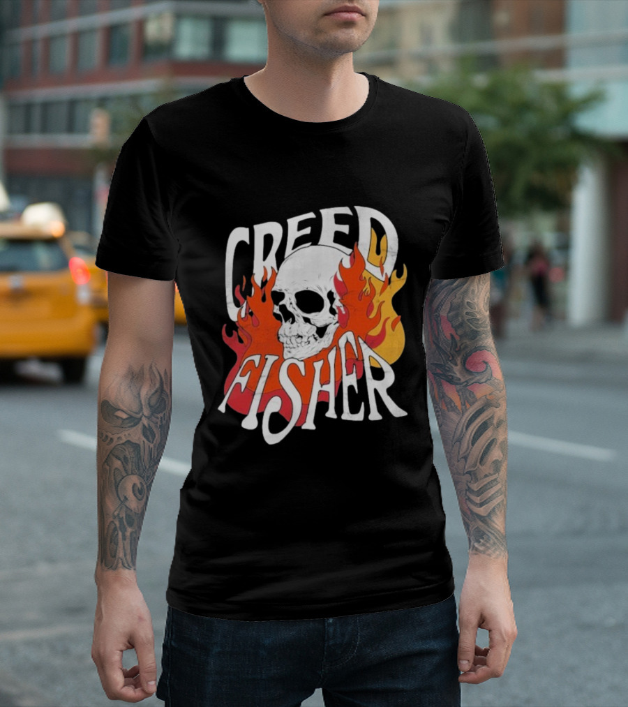 Creed Fisher Skull Flames Fire T-Shirt