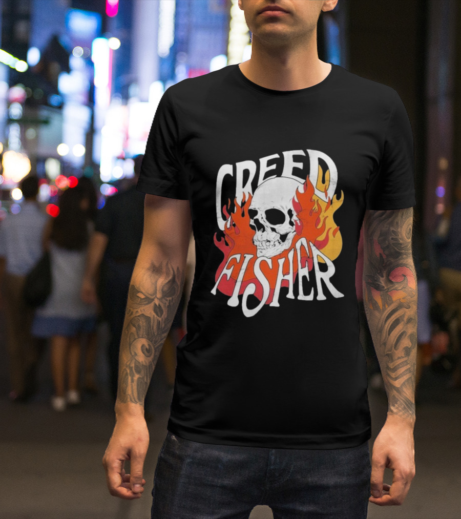 Creed Fisher Skull Flames Fire T-Shirt