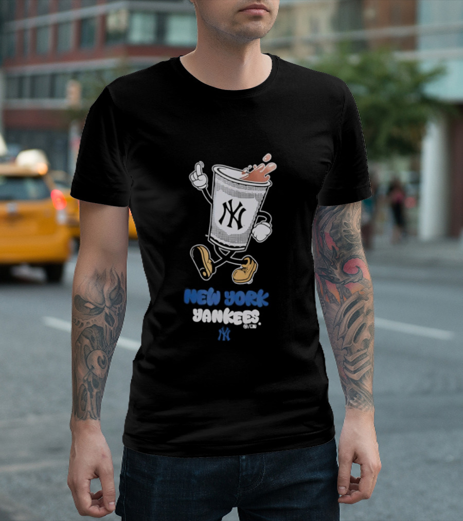 NY Yankees Coffee Cup Cartoon T-Shirt