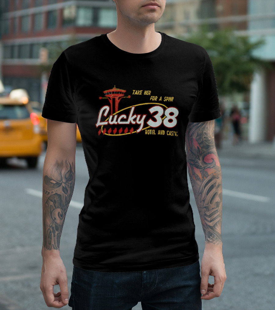 Lucky 38 Hotel And Casino Take Her For A Spin Tower T-Shirt