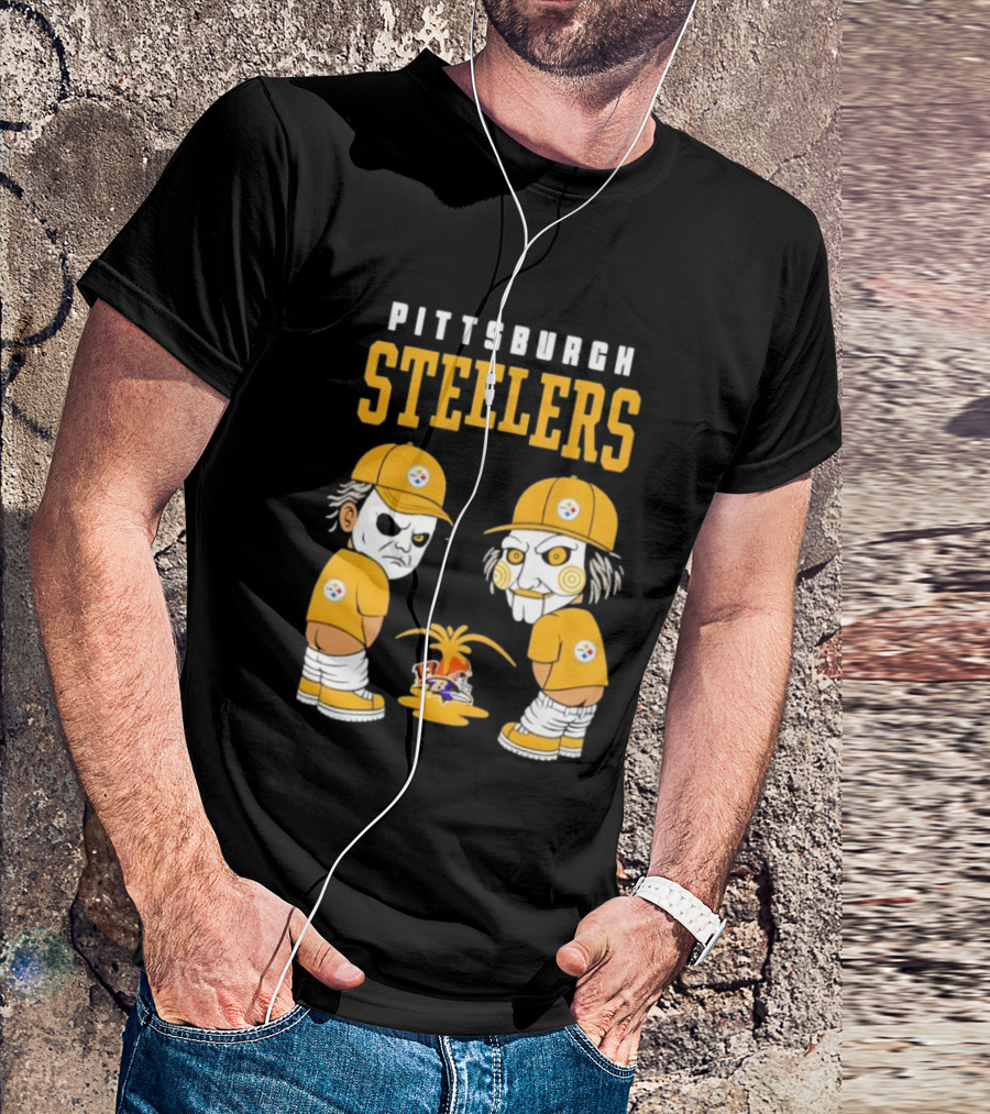 Pittsburgh Steelers Michael Myers Billy The Puppet Baltimore Ravens Vs Cleveland Browns Rivalry T-Shirt