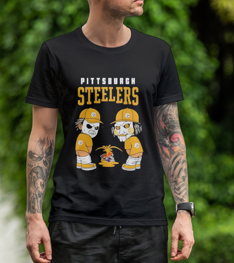 Pittsburgh Steelers Michael Myers Billy The Puppet Baltimore Ravens Vs Cleveland Browns Rivalry T-Shirt