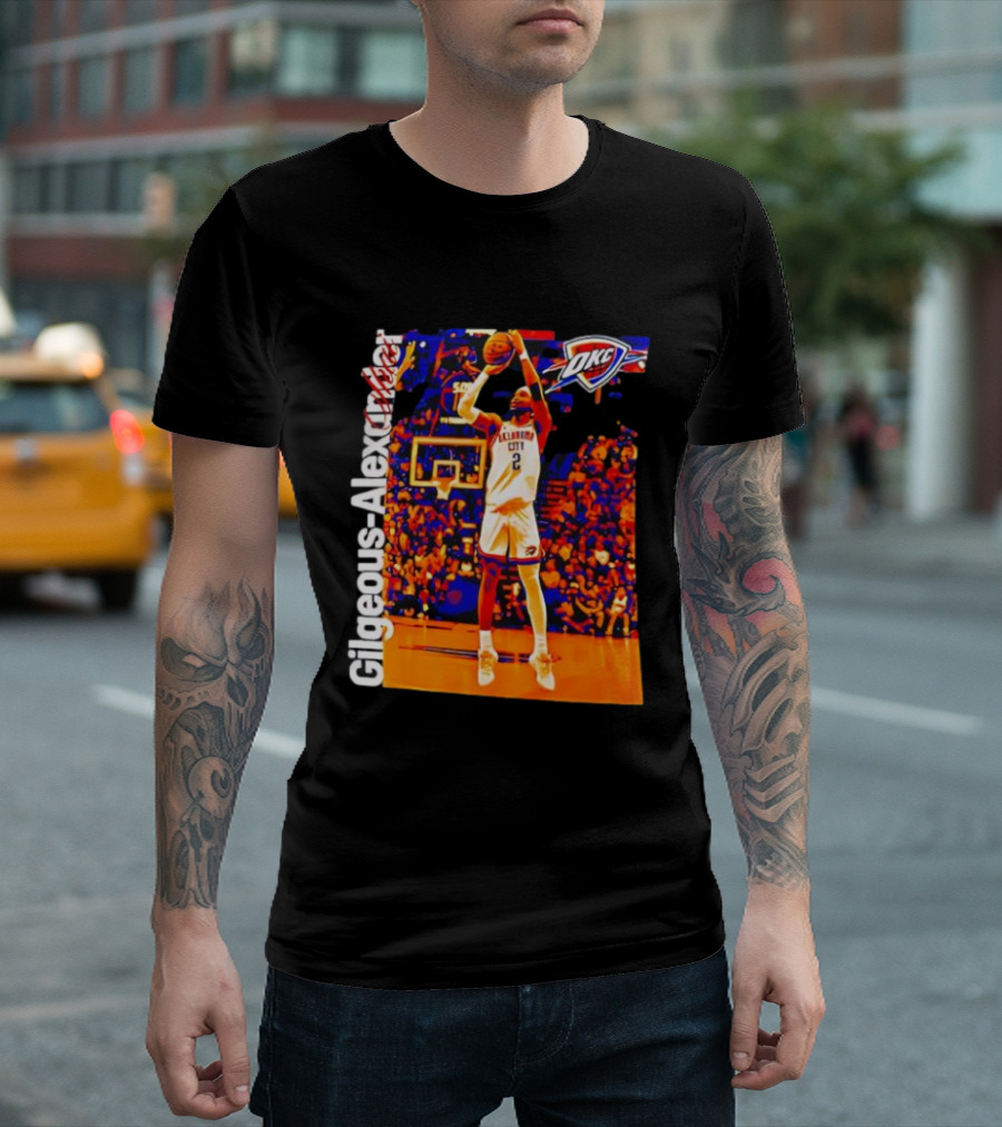 Oklahoma City Thunder Shai Gilgeous Alexander Basketball Action OKC Fans Gear T-Shirt