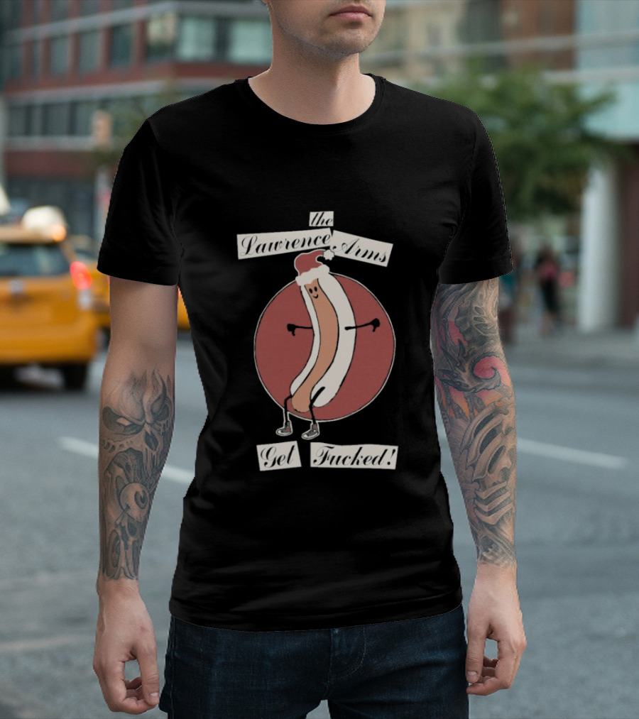 The Lawrence Arms Get Fucked Hot Dog Santa Christmas Holiday T-Shirt