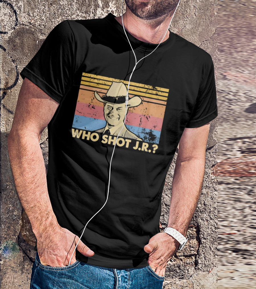 Who Shot J.R. Retro Cowboy Dallas TV Soap Opera Mystery T-Shirt