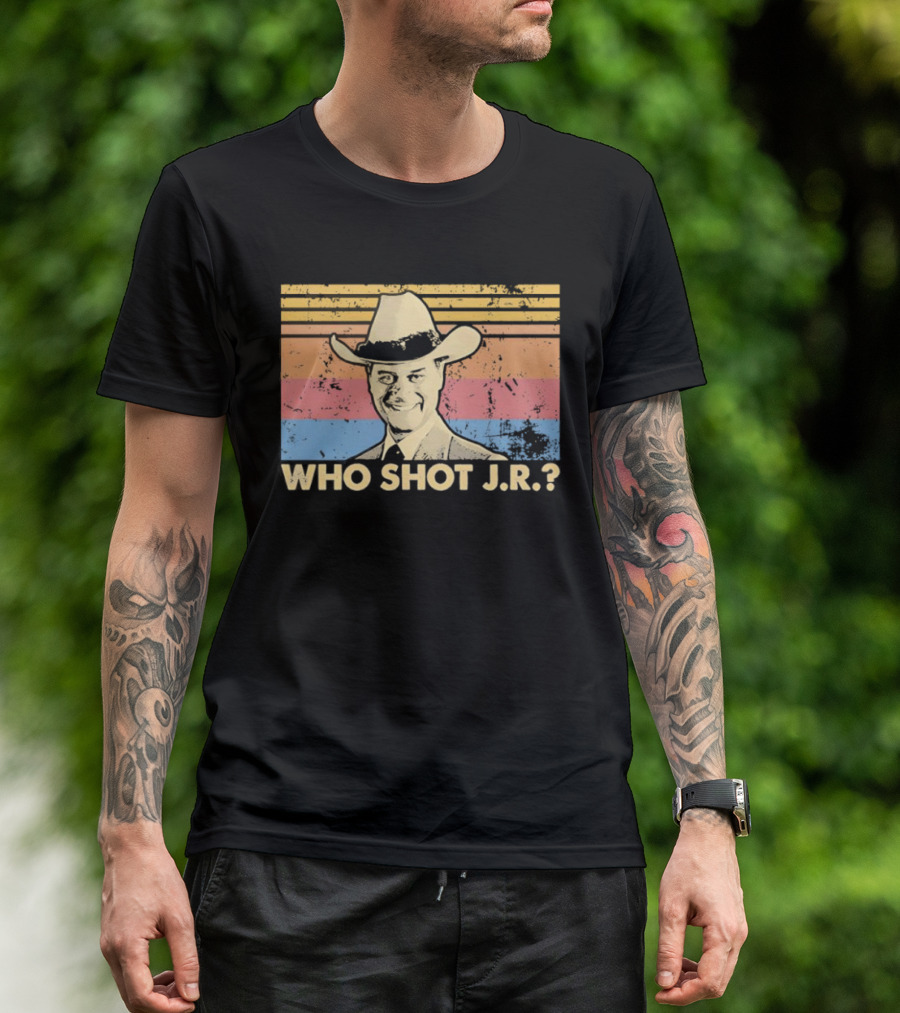 Who Shot J.R. Retro Cowboy Dallas TV Soap Opera Mystery T-Shirt