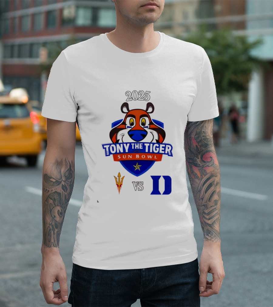 Arizona State Sun Devils Vs Duke Blue Devils 2025 Tony The Tiger Sun Bowl College Football Game T-Shirt