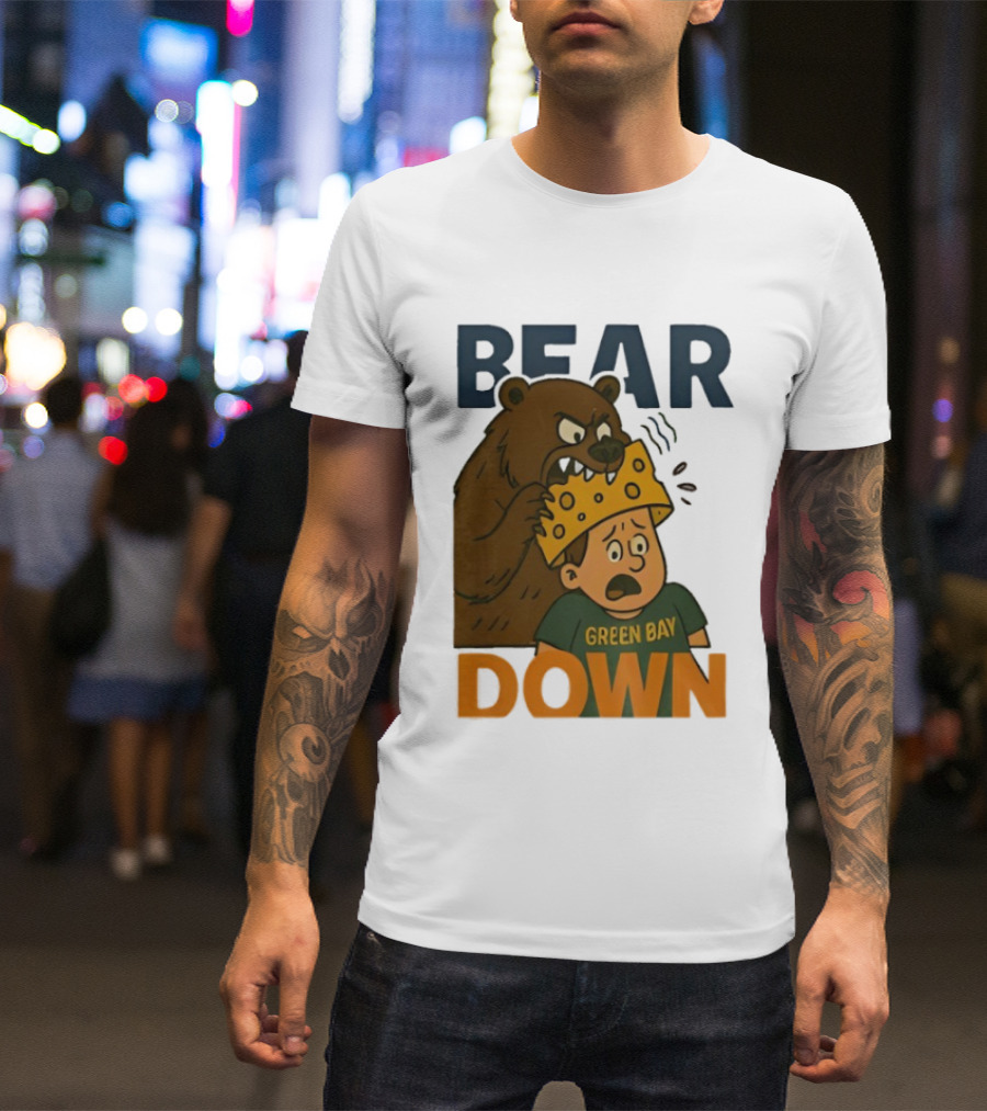 Bear Down Green Bay Packers Rivalry Cheesy Confrontation T-Shirt