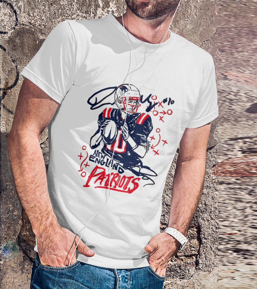 Drake Maye New England Patriots Quarterback XOXO Playbook T-Shirt