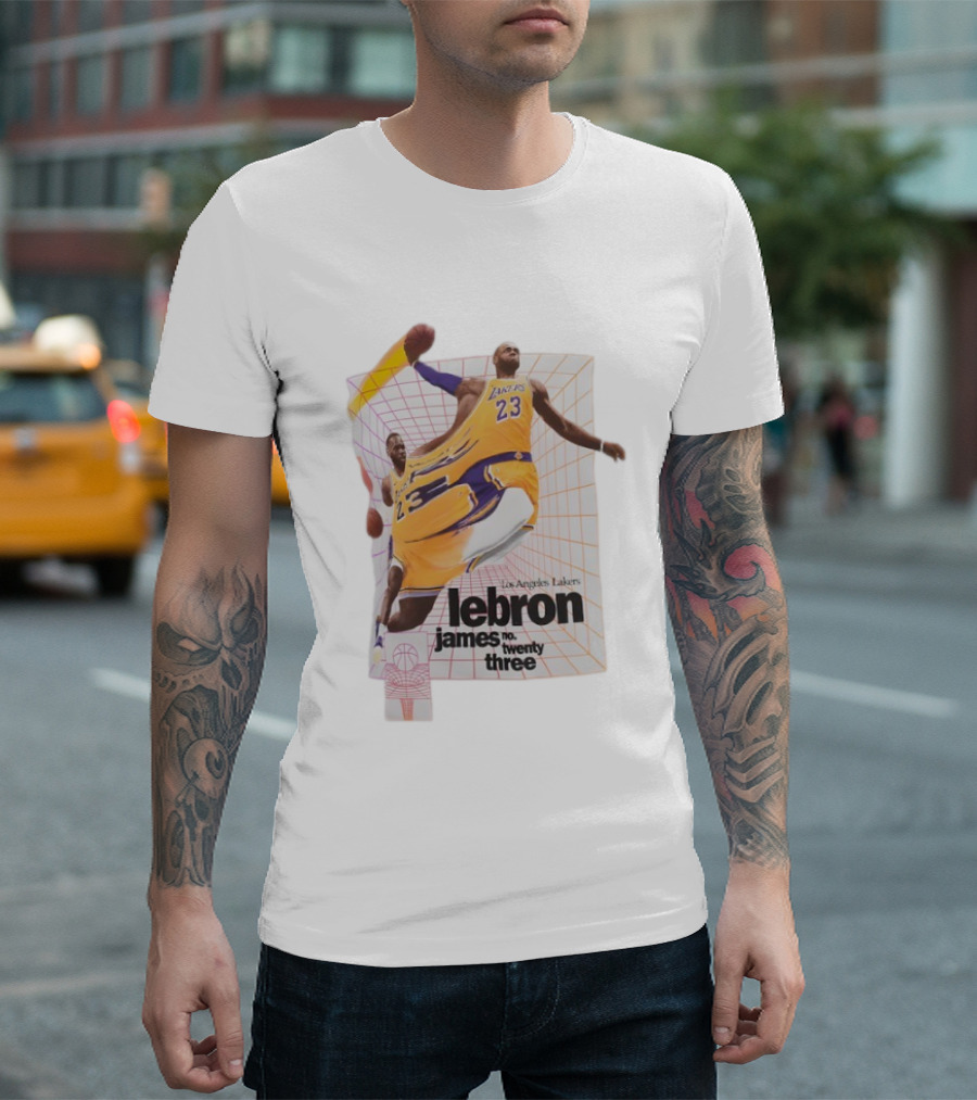 Los Angeles Lakers LeBron James Number 23 Time Warp Basketball T-Shirt