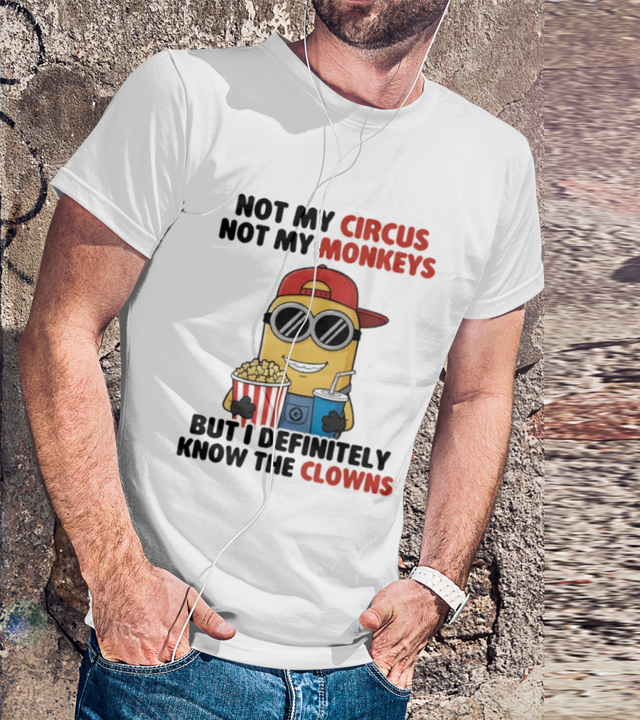 Circus Monkeys Clowns Minion With Popcorn And Drink T-Shirt