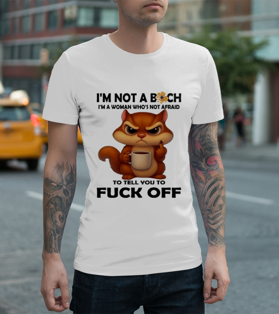Angry Squirrel Coffee Middle Finger Woman Empowerment Message T-Shirt