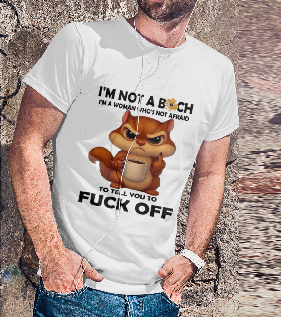 Angry Squirrel Coffee Middle Finger Woman Empowerment Message T-Shirt