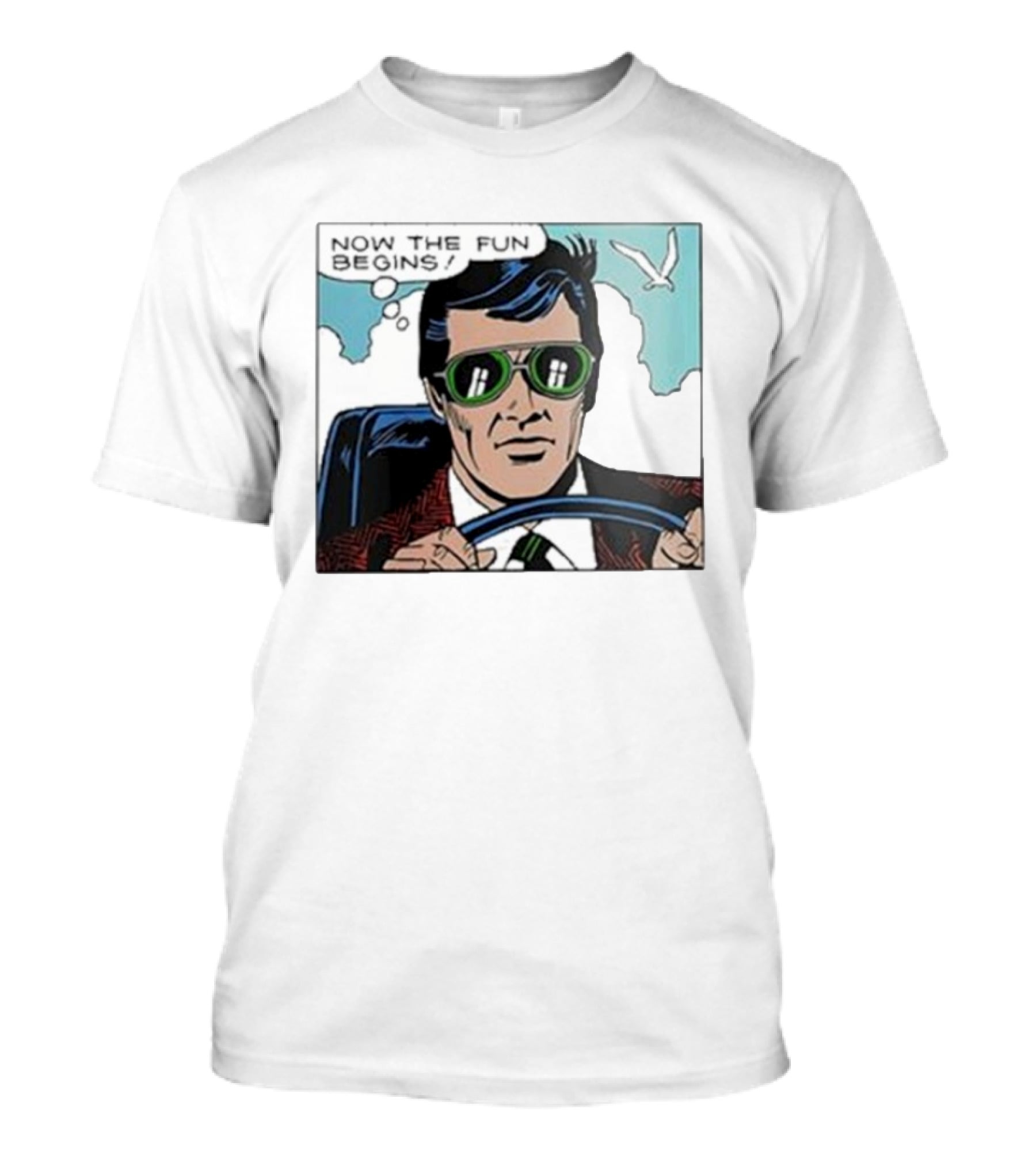 Now The Fun Begins Retro Driver Comic Panel T-Shirt