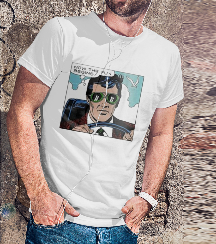 Now The Fun Begins Retro Driver Comic Panel T-Shirt