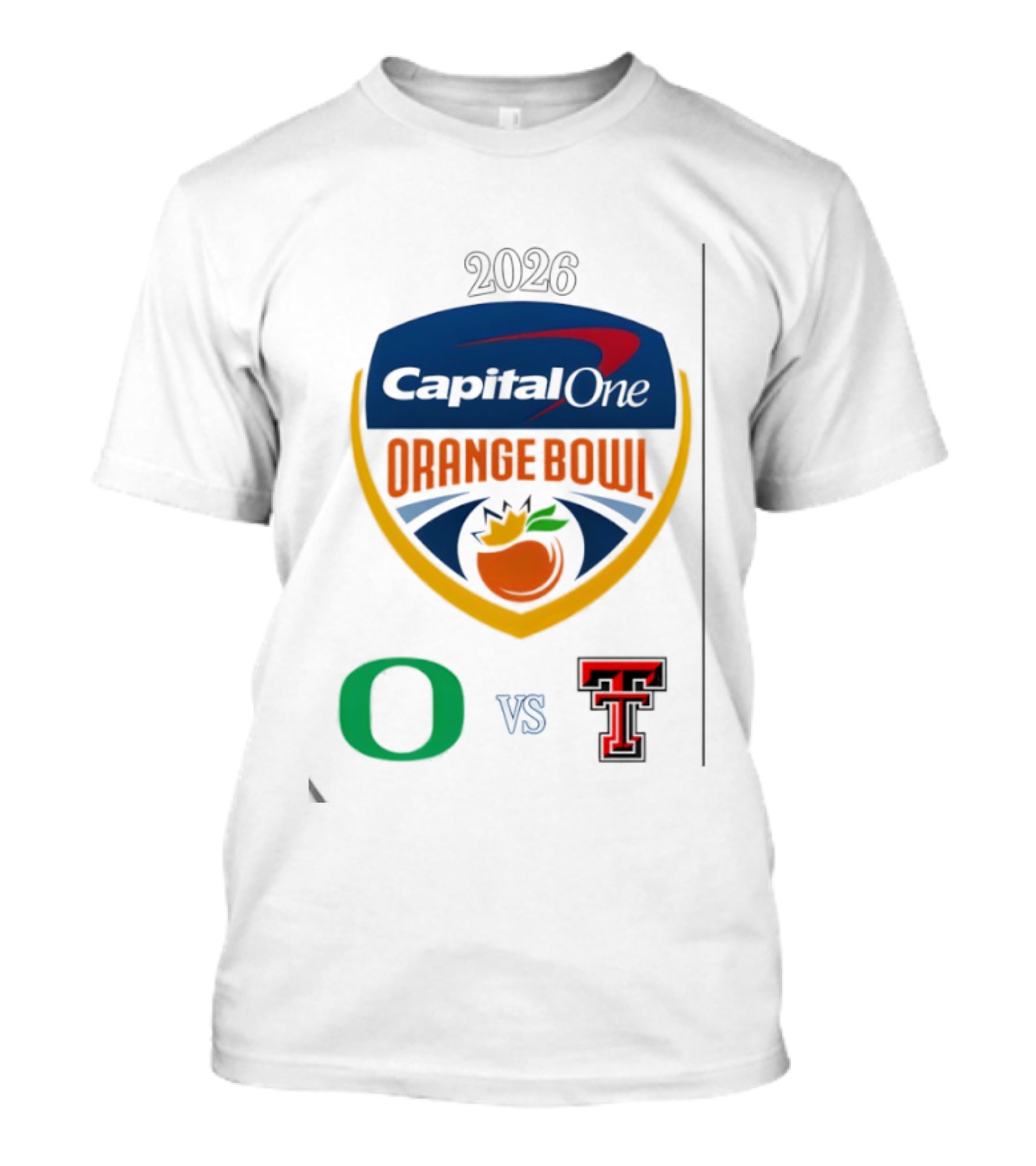 Oregon Ducks Vs Texas Tech Red Raiders 2026 Capital One Orange Bowl Matchup T-Shirt