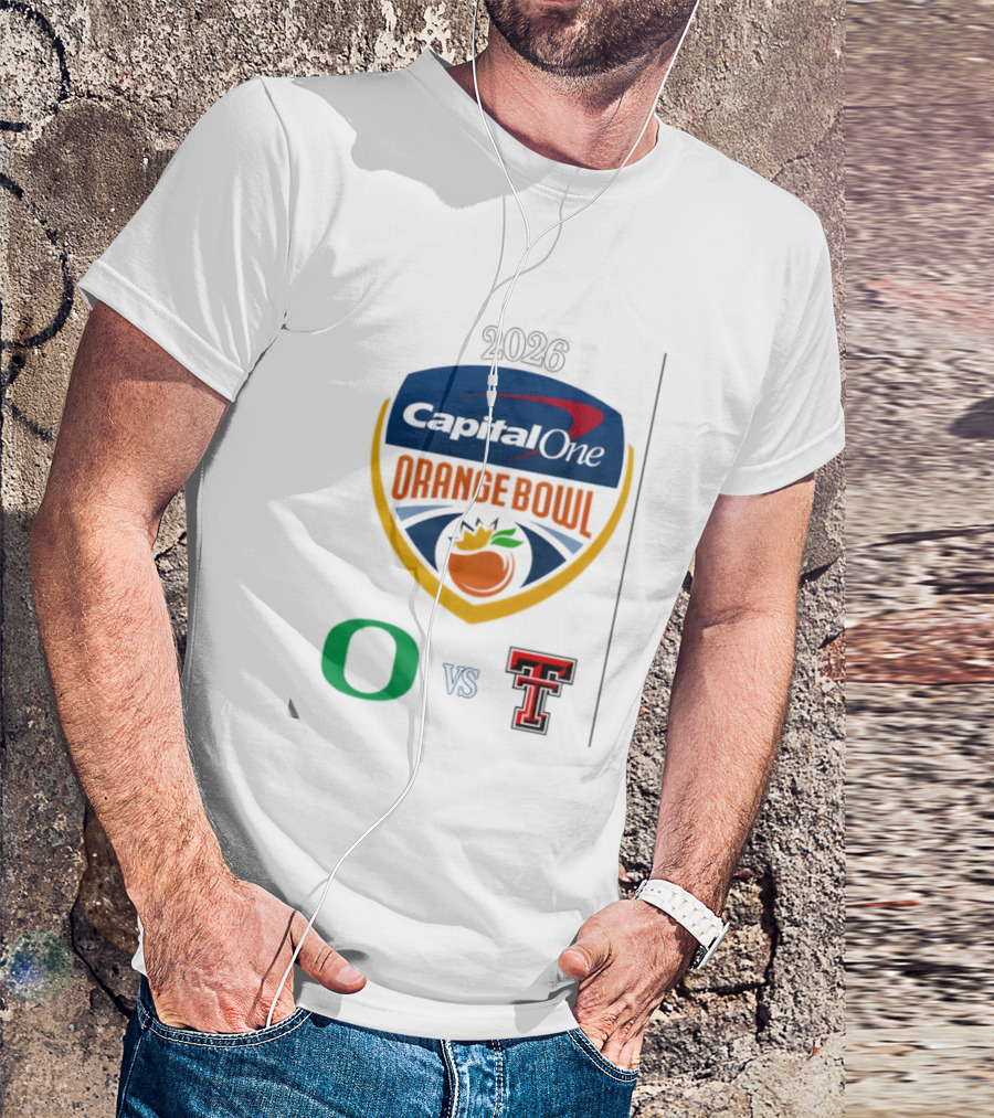 Oregon Ducks Vs Texas Tech Red Raiders 2026 Capital One Orange Bowl Matchup T-Shirt