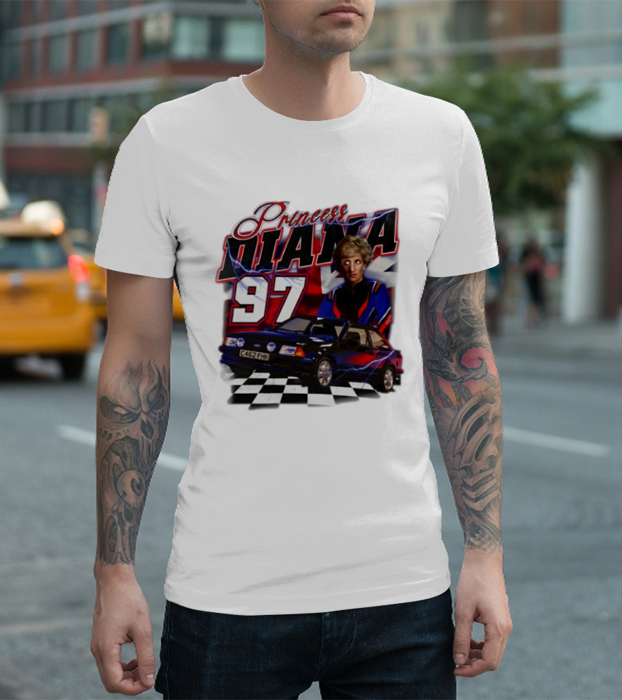 Princess Diana 97 Racer Car Union Jack T-Shirt