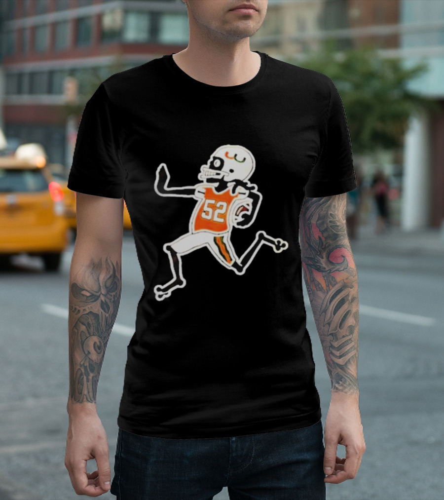 Francisco Mauigoa Skeletal 52 Miami Hurricanes Football Player T-Shirt