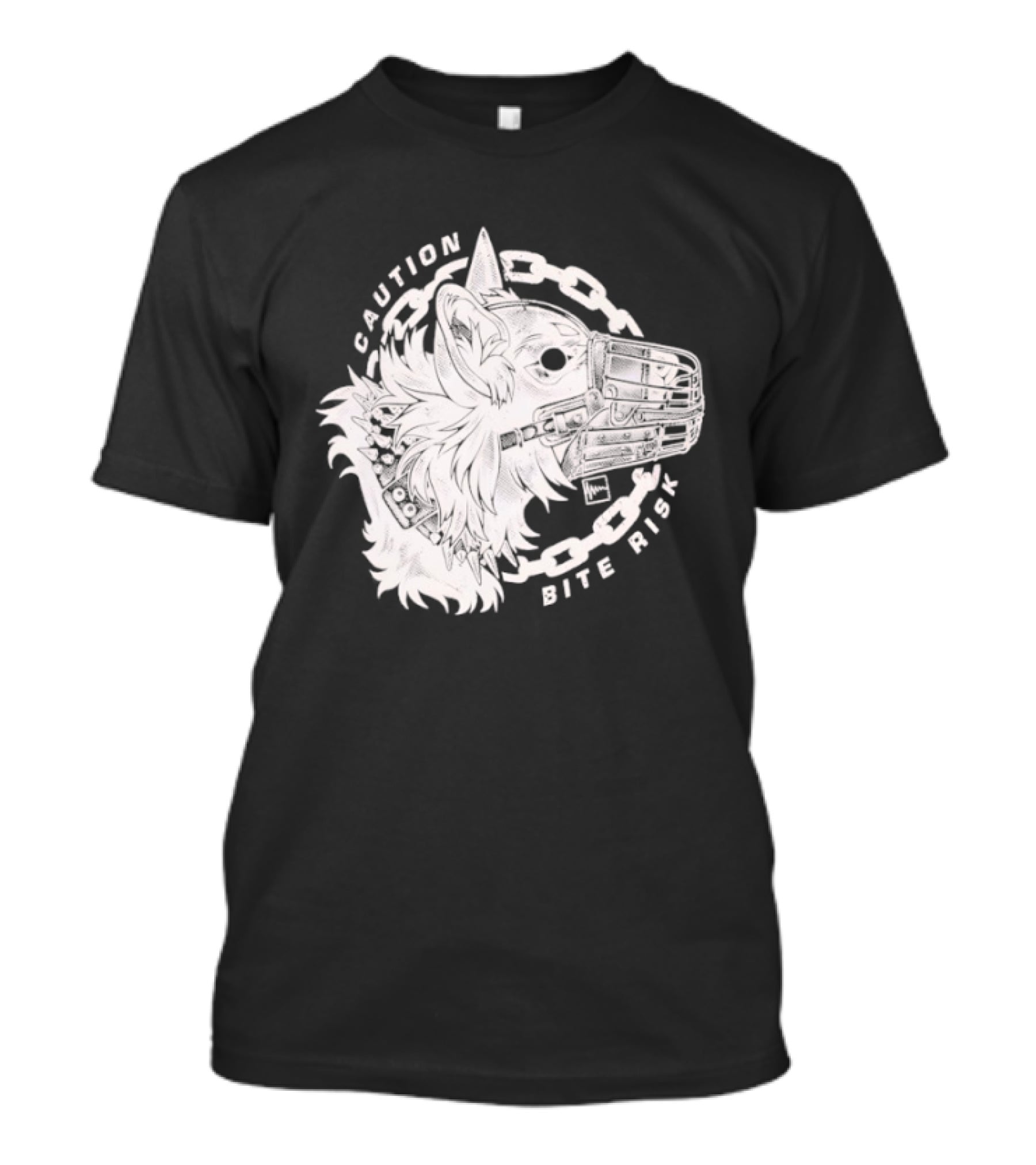 Caution Bite Risk Dog Muzzle Chain T-Shirt