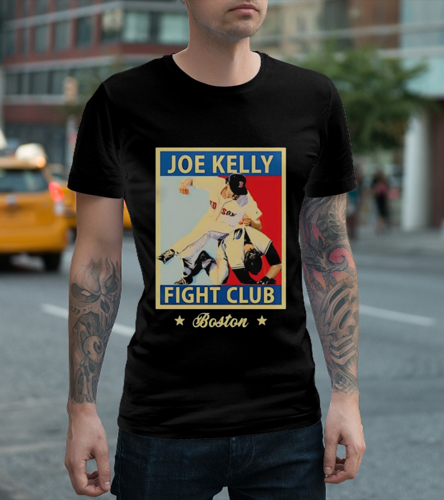 Joe Kelly Fight Club Boston Red Sox Baseball Action T-Shirt