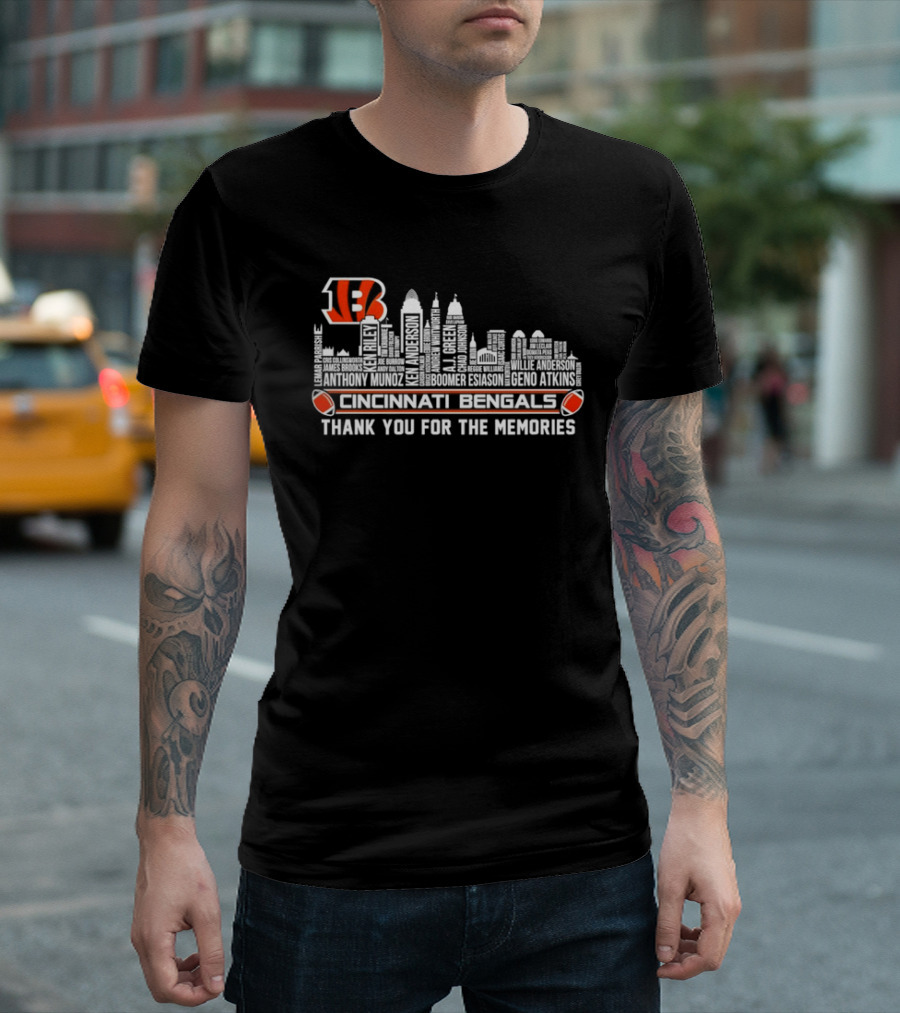 Cincinnati Bengals NFL Team City Skyline Thank You For The Memories T-Shirt