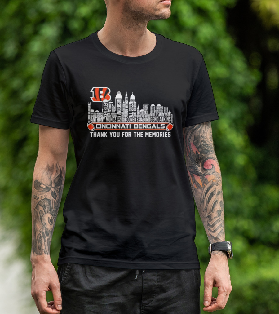Cincinnati Bengals NFL Team City Skyline Thank You For The Memories T-Shirt
