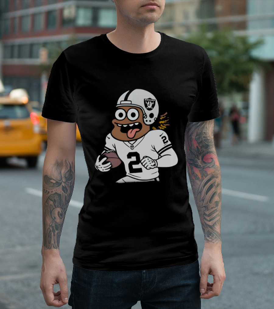 Las Vegas Raiders Ashton Jeanty Cartoon Number 2 Football Player T-Shirt