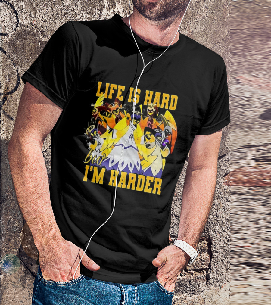 Hazbin Hotel Life Is Hard But I'm Harder Yellow Characters T-Shirt