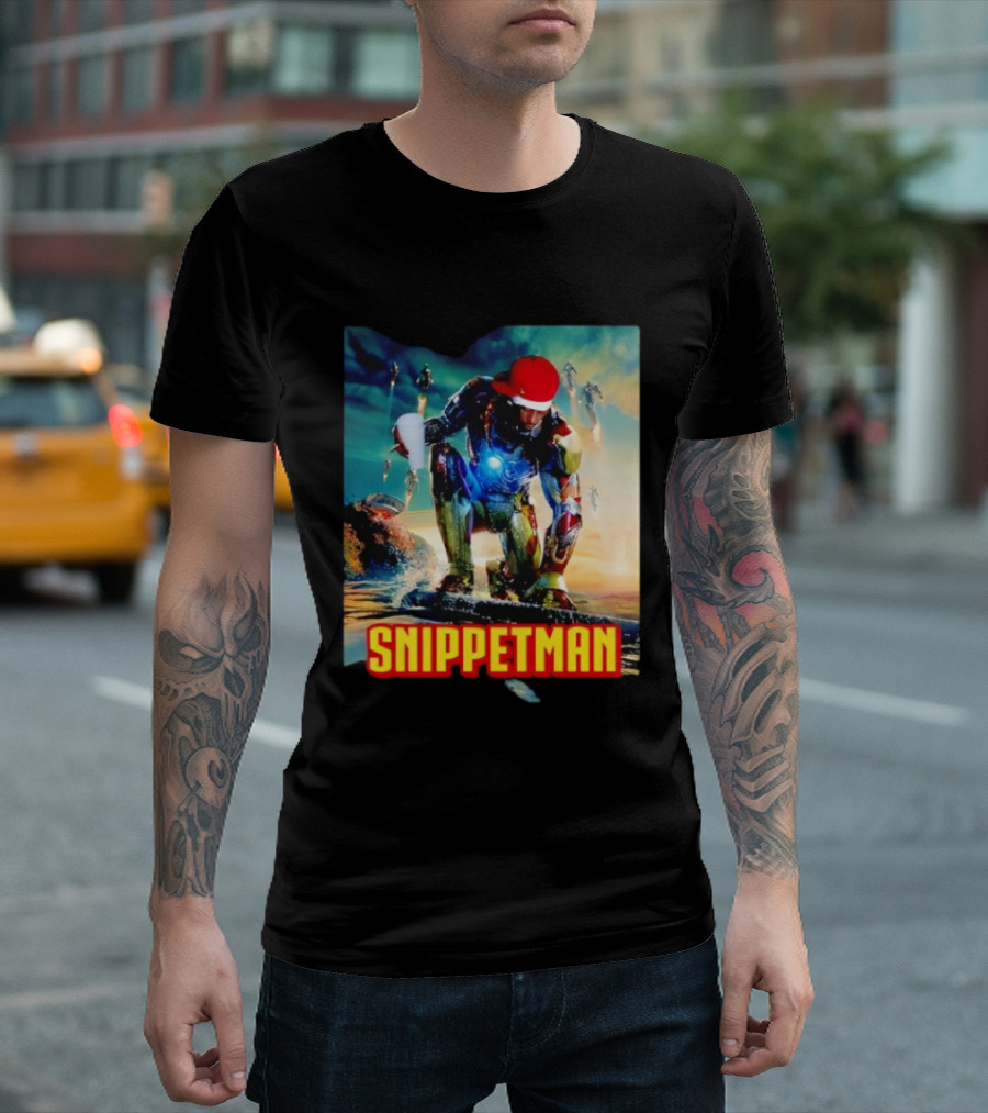 Playboi Carti Snippet Man Iron Hero Parody In Red Cap With Cup T-Shirt