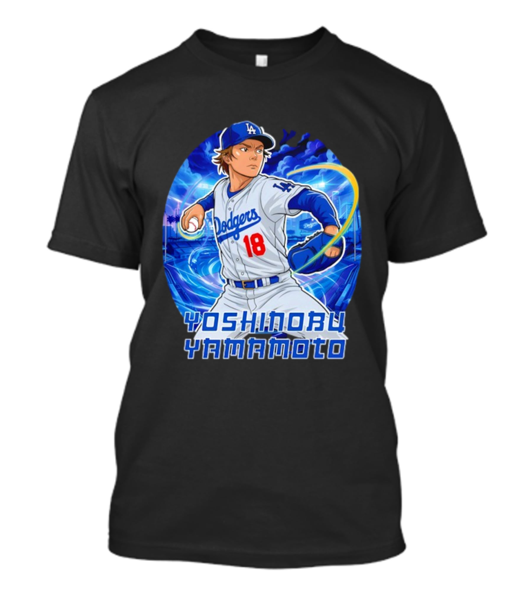 Los Angeles Dodgers Yoshinobu Yamamoto Anime Pitcher T-Shirt