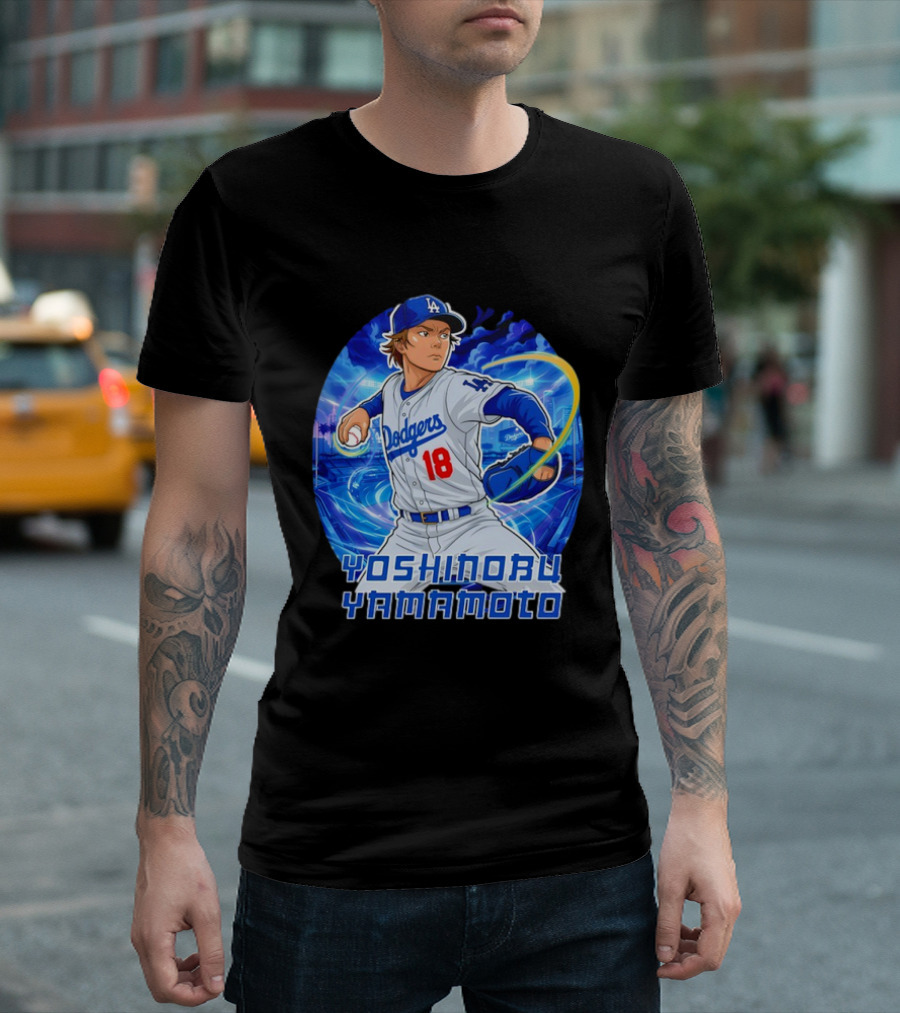 Los Angeles Dodgers Yoshinobu Yamamoto Anime Pitcher T-Shirt