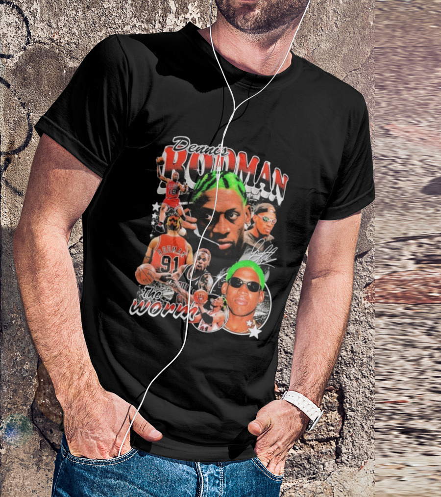 Dennis Rodman 91 The Worm Bulls Basketball Legend Retro Style   T-Shirt