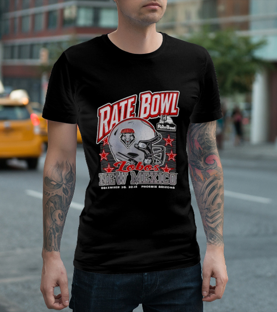 Rate Bowl 2025 New Mexico Lobos Vintage Helmet December 26 Phoenix Arizona T-Shirt
