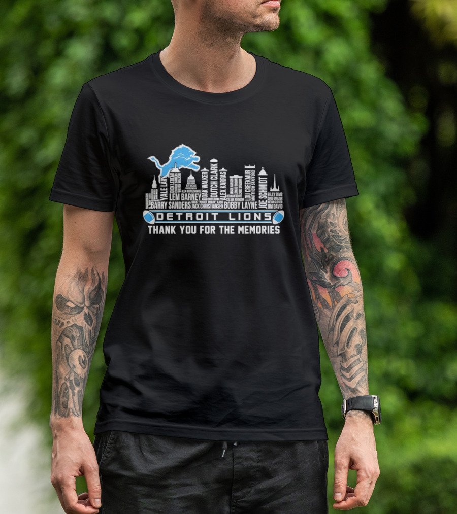 Detroit Lions Skyline Thank You For The Memories T-Shirt