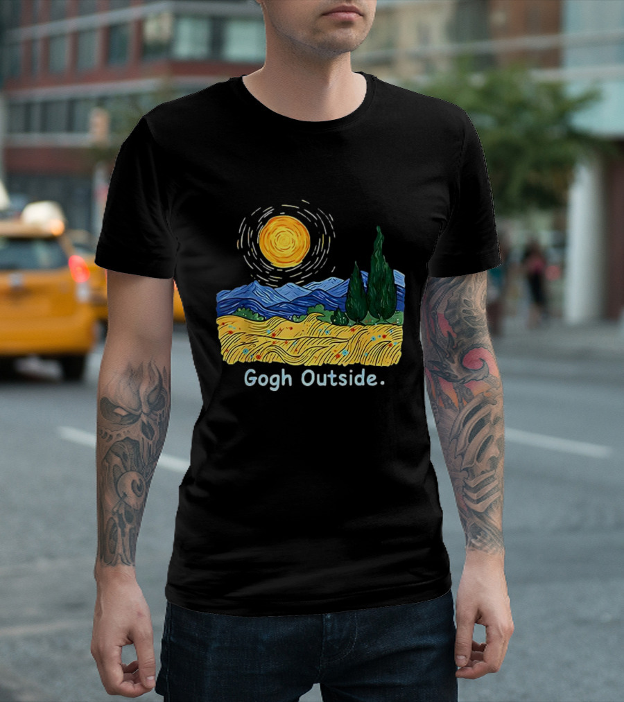 Gogh Outside Starry Night Sun Landscape T-Shirt