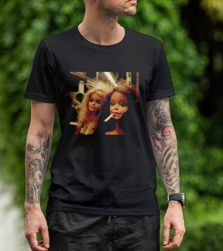 Distressed Dolls With Cigarette Urban Aesthetic T-Shirt