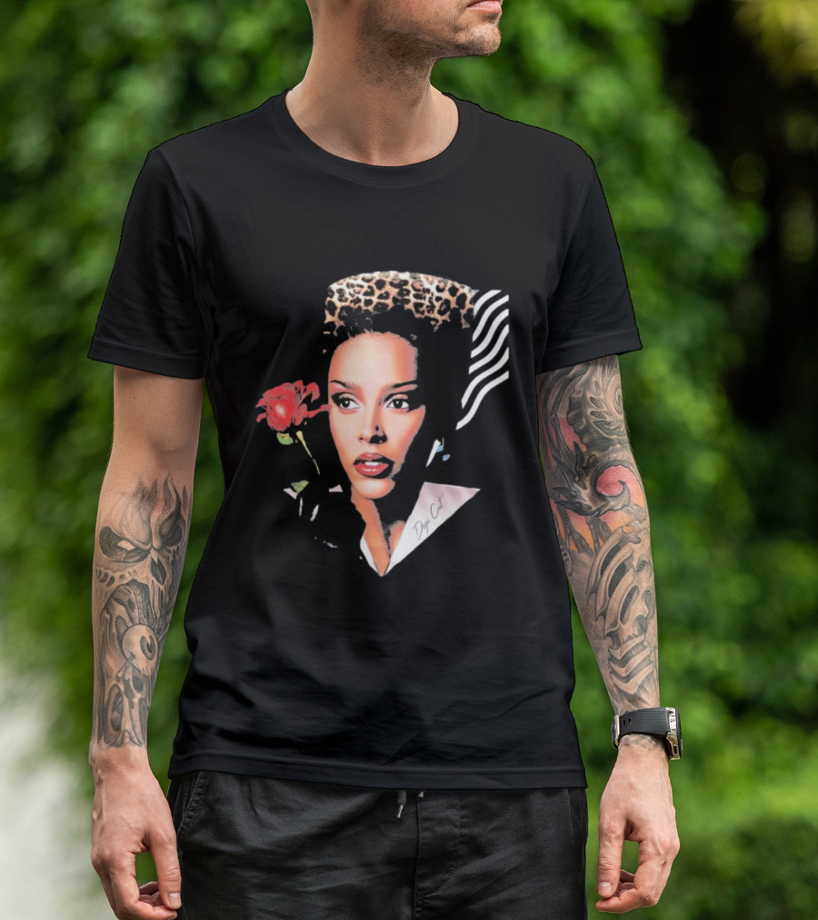 Doja Cat Vie Glamour Leopard Print Rose T-Shirt