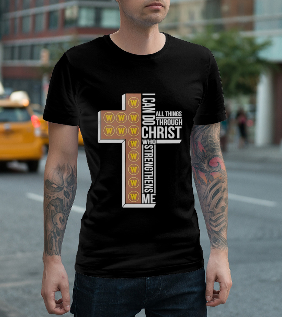 San Diego Padres W Logo Cross I Can Do All Things Through Christ Who Strengthens Me T-Shirt