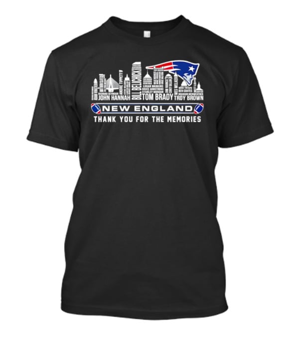 New England Patriots Tom Brady Randy Moss City Skyline Thank You For The Memories T-Shirt