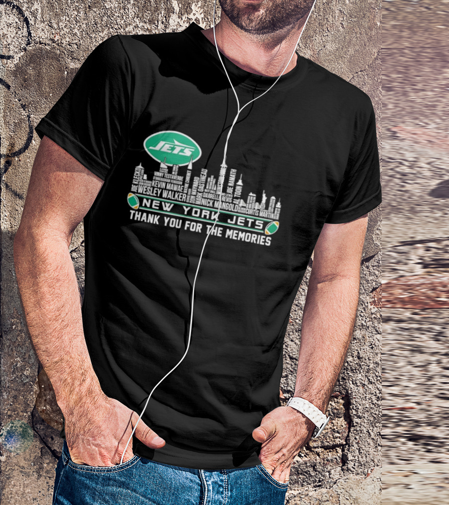 New York Jets Skyline Thank You For The Memories Football T-Shirt