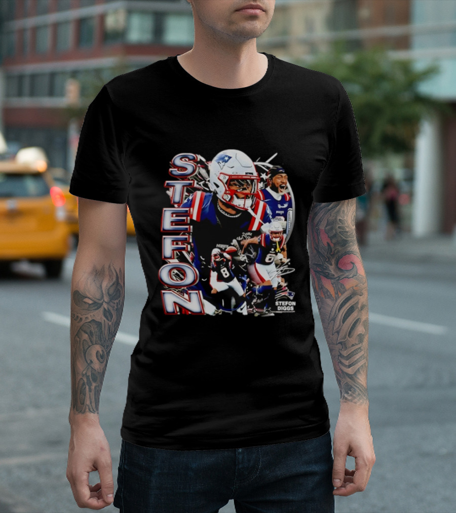 Stefon Diggs New England Style Patriots Fan Collection T-Shirt