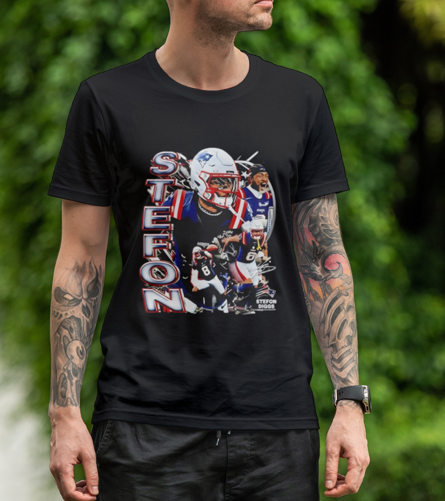 Stefon Diggs New England Style Patriots Fan Collection T-Shirt