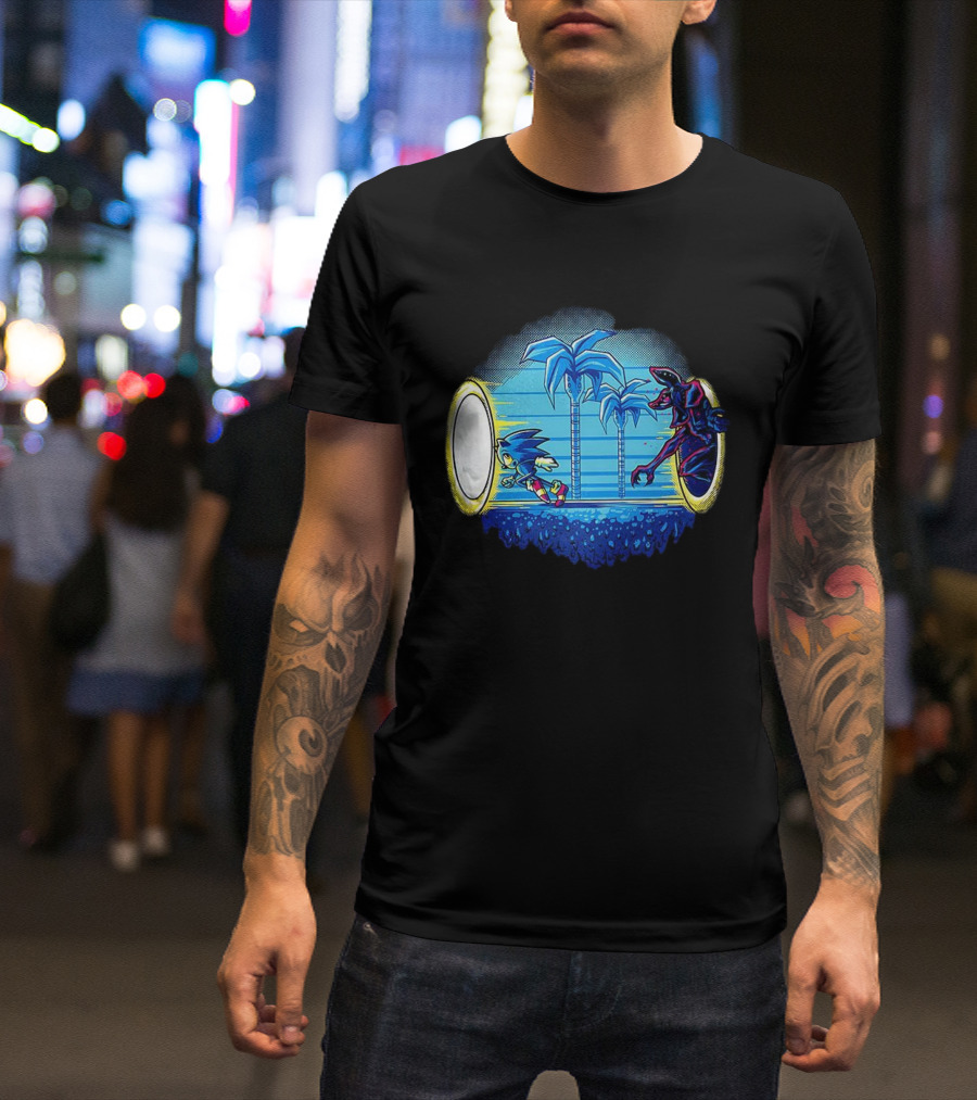 Portal Chase Sonic And Demogorgon Crossover Stranger Things T-Shirt