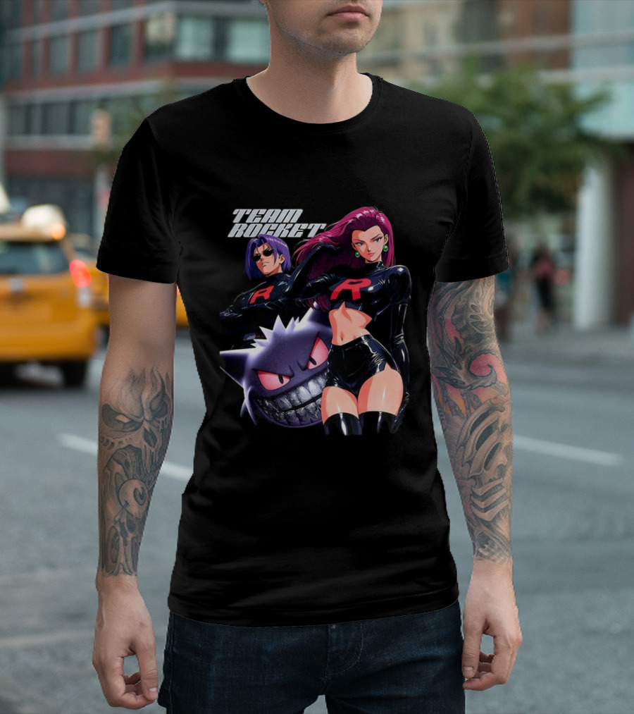 Team Rocket Retro Anime Jessie James Gengar Pokemon T-Shirt