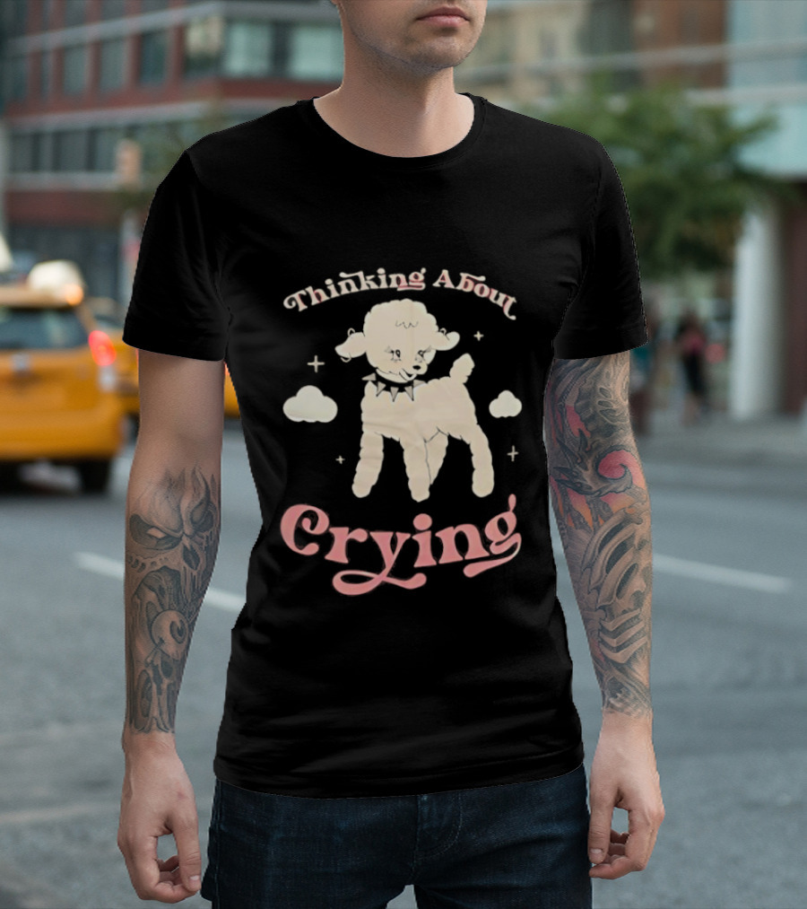 Thinking About Crying Cute Lamb With Clouds T-Shirt