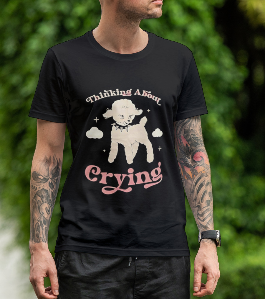 Thinking About Crying Cute Lamb With Clouds T-Shirt