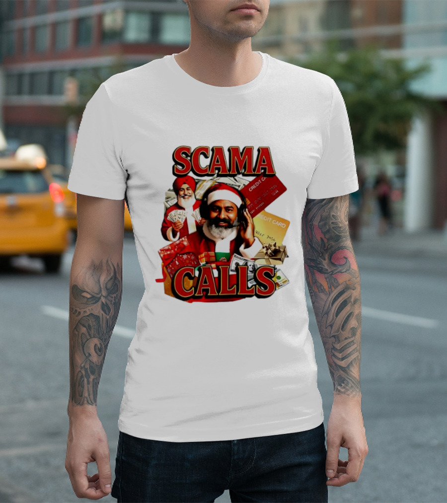 SCAMA CALLS Santa Comedy Credit Card Gifts Cash T-Shirt