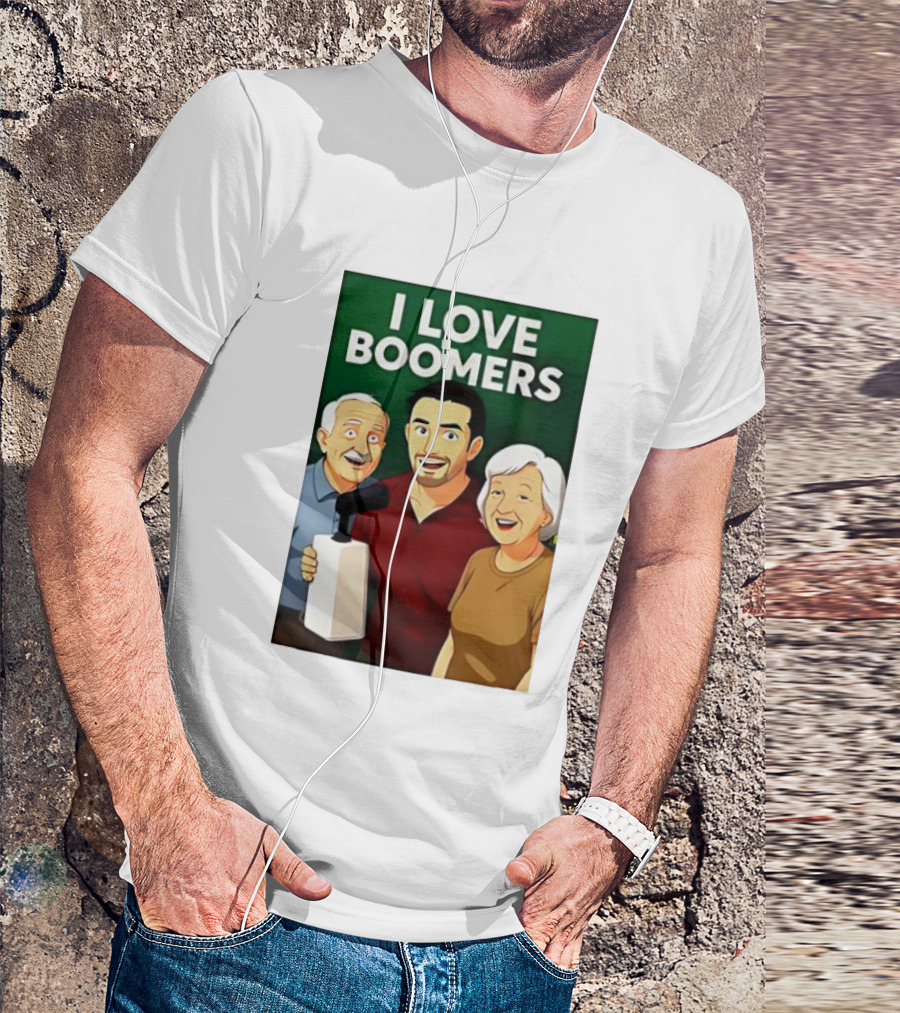 I Love Boomers Family Cartoon Style Nostalgic Humor T-Shirt