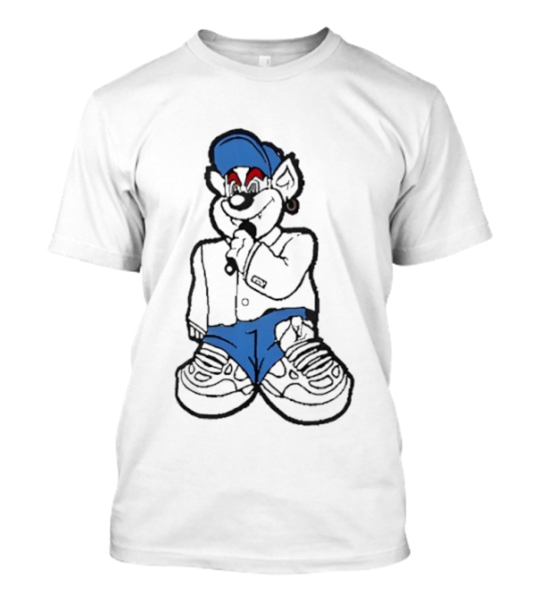 Travis Kelce Cartoon Bear Streetwear Charm Blue Cap Hip Hop T-Shirt